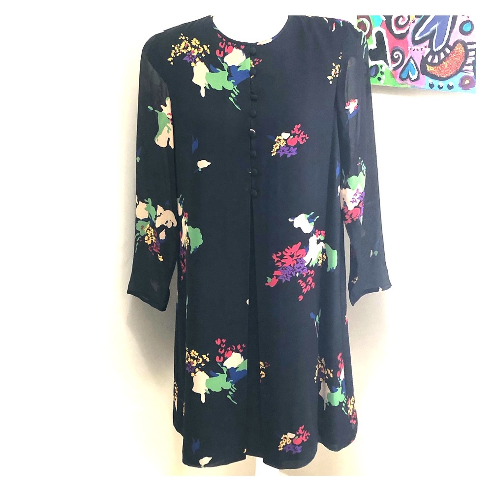 Evan-Picone black dress with flowers